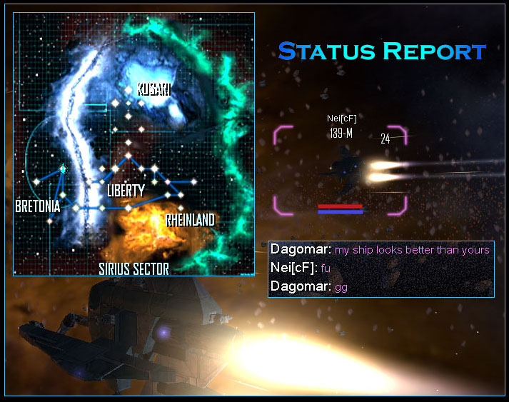See that enormous orange nebula? It's there that we're headed.