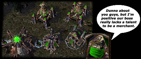 And lo, my base is moved to the left of my original starting location... it reminds me of a battle during the beta, I got my whole base destroyed, only saving my two heroes (DK, DL) and a group of banshees, I possessed enemy peons and made a whole new orkish base and won the game as an orc, go me :D!