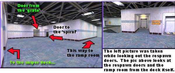 The respawn deck and the ramp room combine to
form the messiest part of the map.
