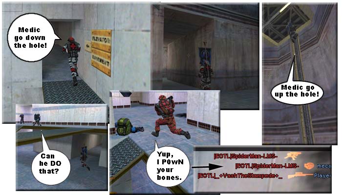 The elevator shaft is a nice way to sneak into the basement if the defense is light.