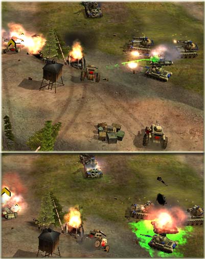 Poo tries to exploit the exposed flank...